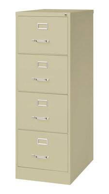 Hirsh Commercial 4-Drawer Vertical File Cabinet, Legal Size, Lockable, 52"H x 18"W x 26.5"D, Putty (14106)