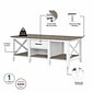 Bush Furniture Key West 47.2" x 23.94" Coffee Table, Shiplap Gray/Pure White (KWT148G2W-03)