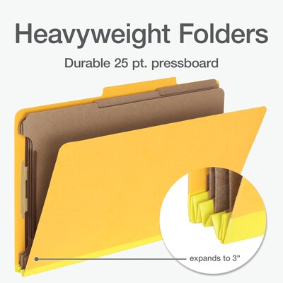Pendaflex Heavy Duty Classification Folder, 3-Dividers, 3" Expansion, Legal Size, Yellow, 10/Box (1006946)