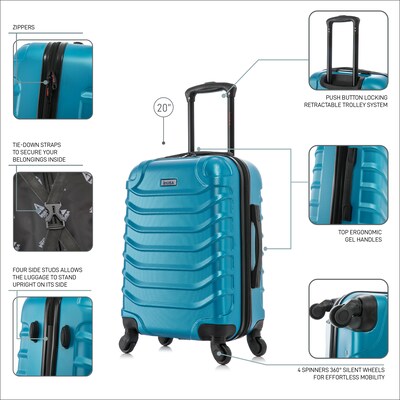 InUSA Endurance 20" Hardside Carry-On Suitcase, 4-Wheeled Spinner, TSA Checkpoint Friendly, Teal (IUEND00S-TEA)