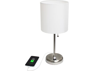 Creekwood Home Oslo LED Table Lamp, Brushed Steel/White (CWT-2012-WH)