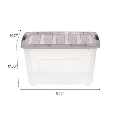 Iris 32 Quart Stack and Pull Latching Plastic Storage Bin, Clear (500207)