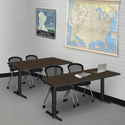 Regency Cain Steel T-Base Training Seminar Table, 48 x 24, Neo Walnut/Black Base (MTRCT4824NW)