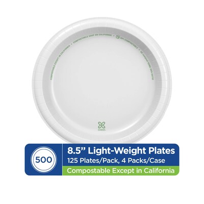 Dixie Basic 8.5 Paper Plates, White, 500/Carton (DBP09WCT)