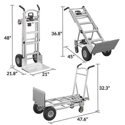 Cosco 3-in-1 Assist Series Convertible Hand Truck, 1000 lb. Capacity, Silver (12312ABL1E)