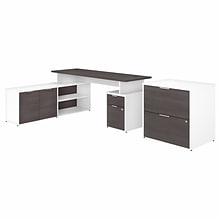 Bush Business Furniture Jamestown 72W L Shaped Desk with Drawers and Lateral File Cabinet, Storm Gr