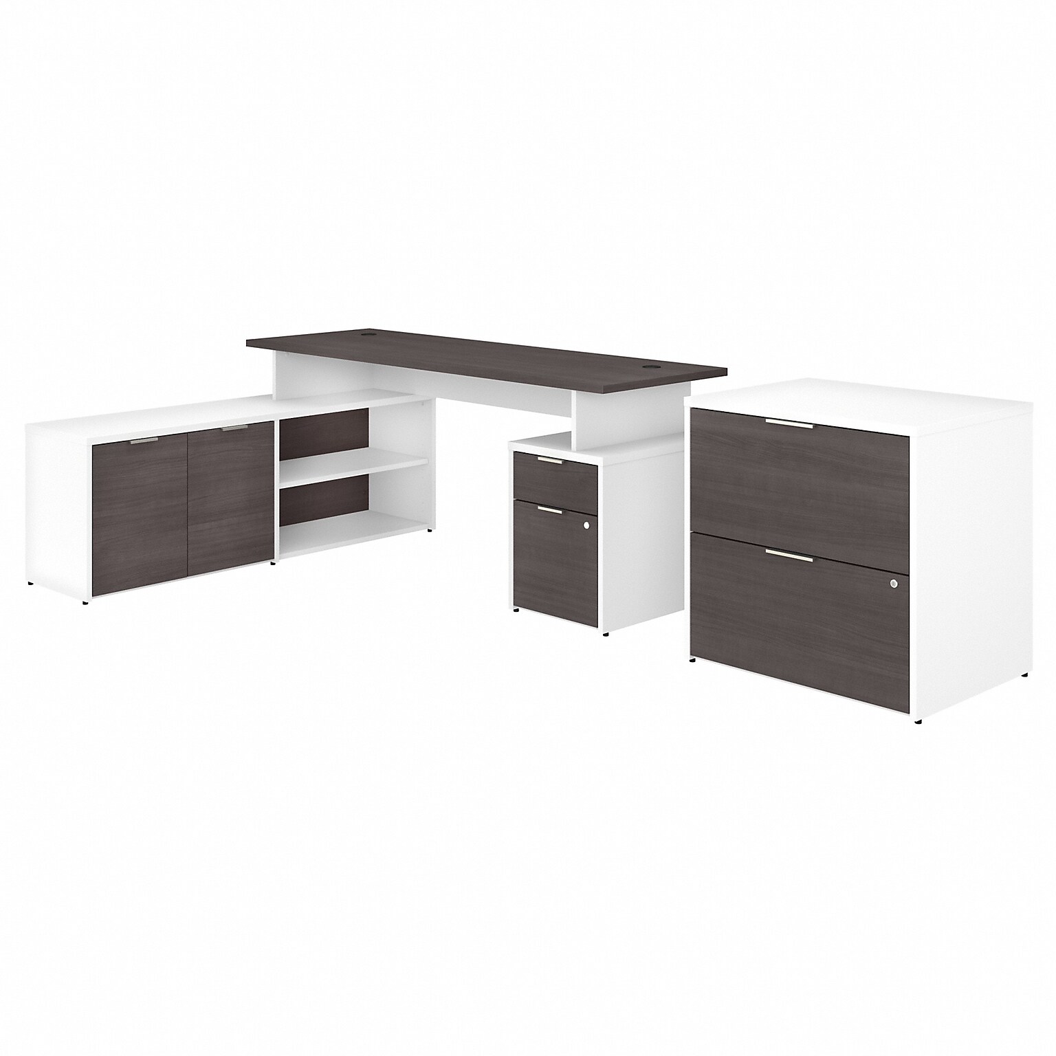 Bush Business Furniture Jamestown 71 L-Shaped Desk Bundle, Storm Gray/White (JTN010SGWHSU)