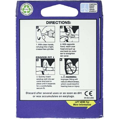 Mack's Foam Earplugs in Clamshell, 2 Pair/Pack, 6 Packs/Box, 24 Boxes/Carton