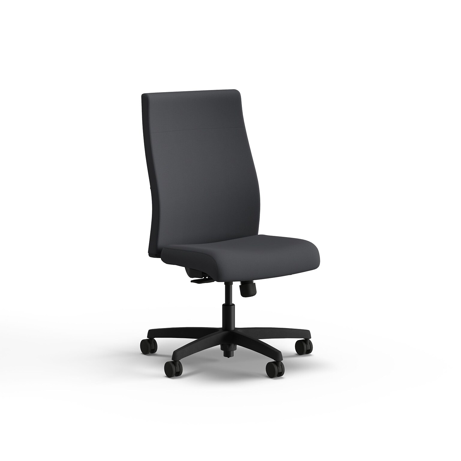 HON Ignition 2.0 Mid-Back Upholstered Task Chair, Height & Width Adjustable Arms, Black Vinyl (HIWMUL.Y1.N.H.SX23.AL.SB.T)