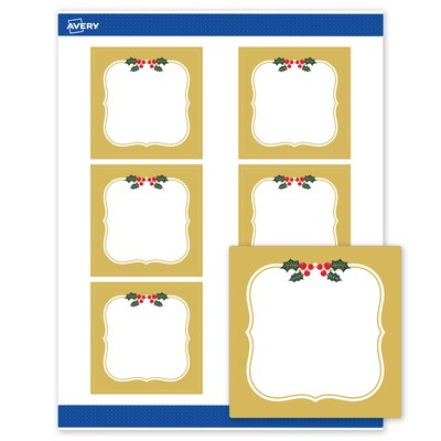 Avery Square Multipurpose Labels, 3 x 3, White, 60/Pack (19479370465)