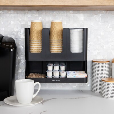 Mind Reader Anchor Collection 6-Compartment 2-Tier Coffee Cup and Condiment Organizer, Black (UPRIGHT6-BLK)