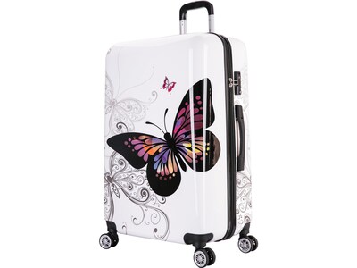 InUSA Prints Plastic 4-Wheel Spinner Luggage, Butterfly (IUAPC00L-BUT)