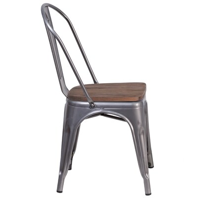 Flash Furniture Lincoln Contemporary Metal/Wood Stackable Dining Chair, Clear Coat, 4/Pack (4XUDGTP001W)