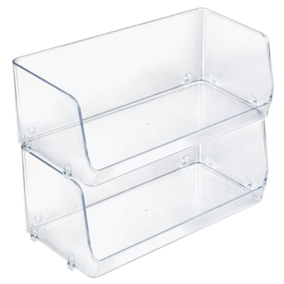 Azar Large Stackable Plastic Narrow PantryStorage Bin, 2/Pack (556722-2PK)