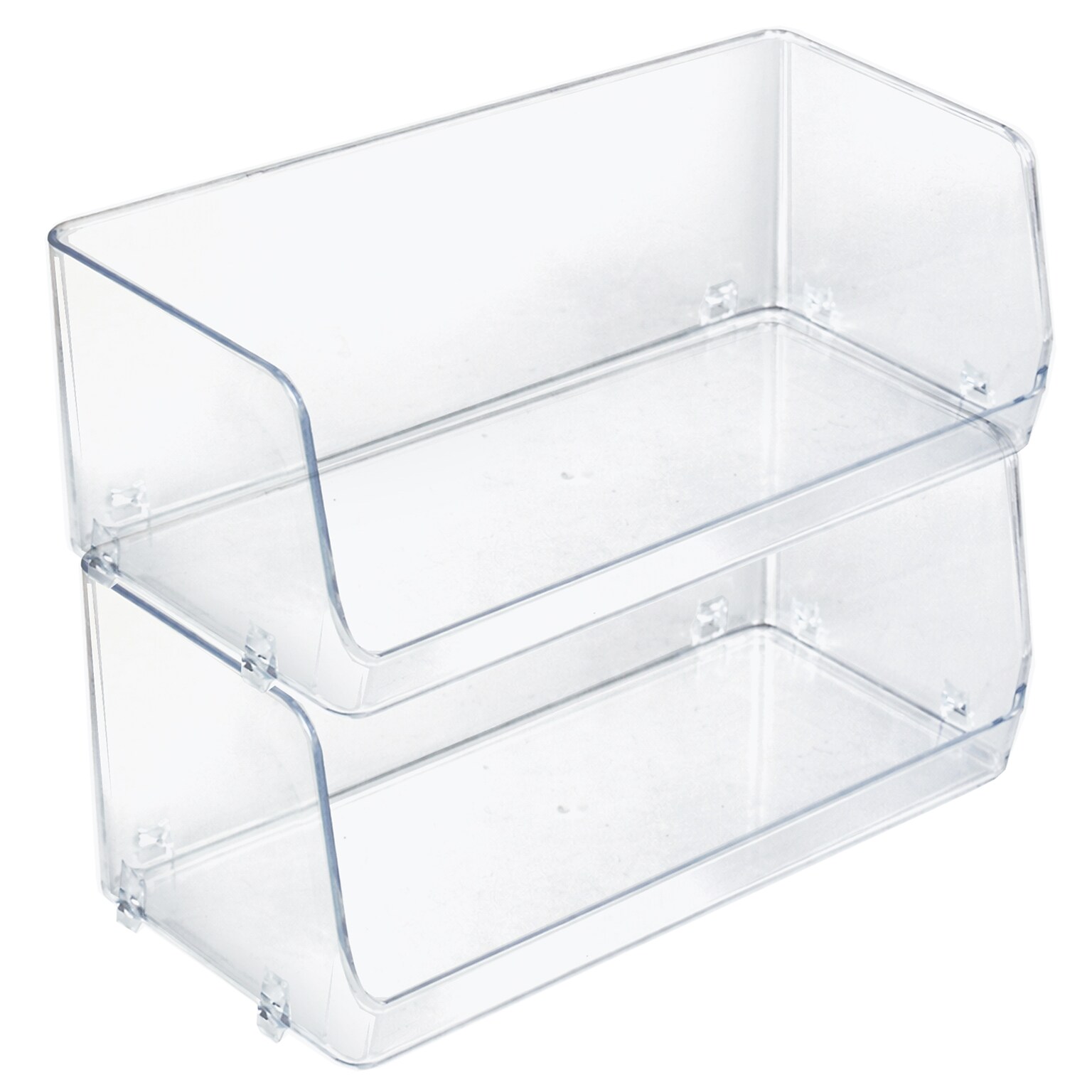 Azar Large Stackable Plastic Narrow PantryStorage Bin, 2/Pack (556722-2PK)