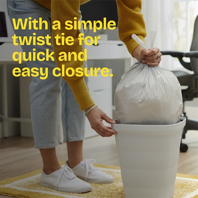 Glad Small 4 Gallon Twist-Tie Kitchen Trash Bag, White, 30 Total Bags (78817)