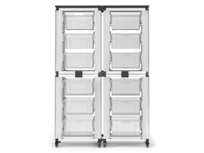 Luxor Mobile 12-Section Stacked Modular Classroom Storage Cabinet, White (MBS-STR-22-12L)