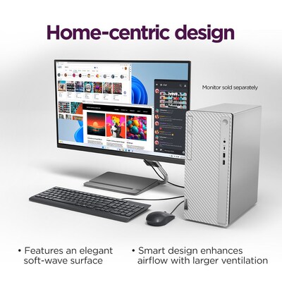 Lenovo IdeaCentre Tower Desktop Computer, Intel Core i5-14400, 8GB RAM, 512GB SSD, Mouse & Keyboard Included, Windows 11 Home