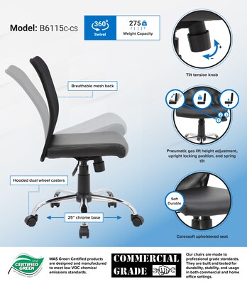 Boss Budget Mesh Task Chair, Black (B6115C-CS)