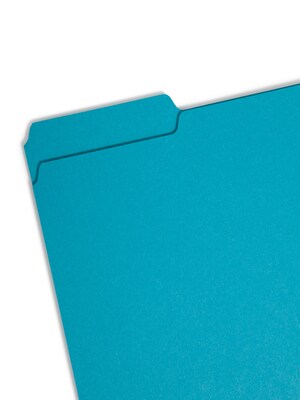 Smead File Folder, 3 Tab, Letter Size, Teal, 100/Box (10291)