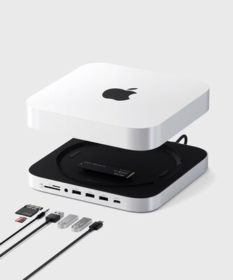 Mac Mini Stand & Hub with NVMe SSD Enclosure - Silver