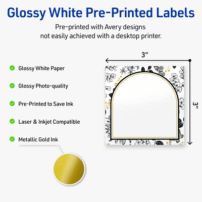 Avery Square Laser/Inkjet Multipurpose Labels, 3 x 3, White, 60/Pack (19479371008)