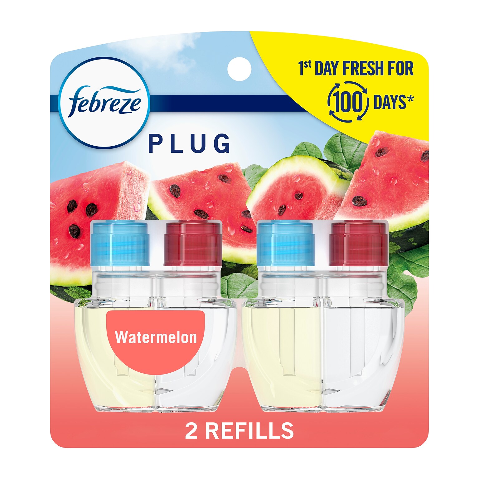 Febreze Plug In Oil Warmer Refill, Watermelon Scent, 0.87 oz., 2/Pack (11425)