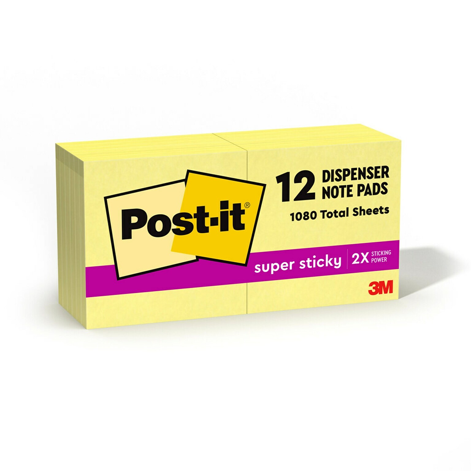 Post-it Super Sticky Pop-up Notes, 3 x 3, Canary Collection, 90 Sheet/Pad, 12 Pads/Pack (R33012SSCY)