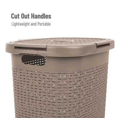 Mind Reader Plastic Laundry Hamper with Lid, Brown Metallic (60HAMP-BRNM)