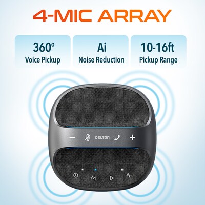 Delton C4700 Noise Reducing 360° Voice Pickup Wired/Wireless Conference Speaker Speakerphone, Black (DSC4700-WR)
