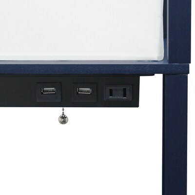 Creekwood Home Classix 62.5" Floor Lamp with Rectangular Shade, Navy Blue (CWF-3009-NV-LB)