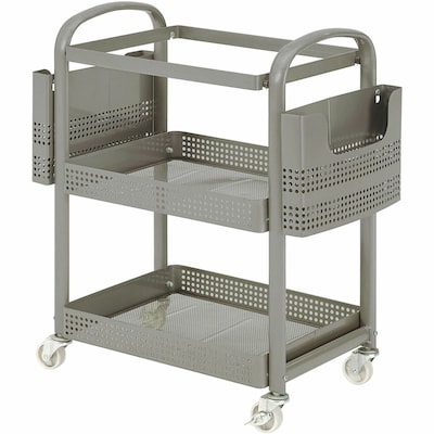 Lorell 2-Shelf Metal Mobile File Cart with Caster Wheels, Champagne Gold (LLR45654)