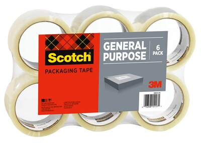 Scotch® Lightweight Shipping Packing Tape, 1.88" x 54.6 yds., Clear, 6 Rolls (3350-6)