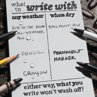 Rite In The Rain All-Weather Pocket Notebook, 4.88" x 7", Universal Ruled, 32 Sheets, Black (773)