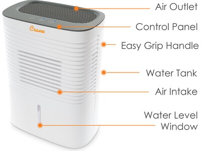 Crane 1.27-Pint Portable Dehumidifier, 2-Speed, Covers up to 300 sq. ft., White (EE-1000)