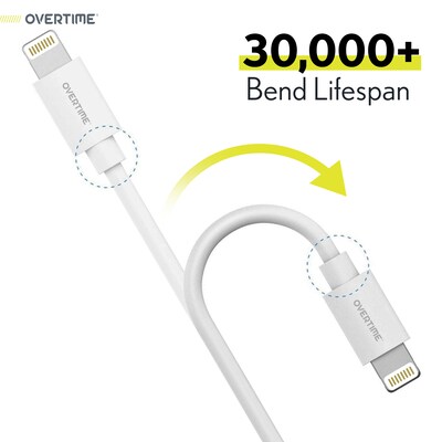 Delton Overtime USB-C/USB Wall & Car Chargers with Two Apple MFi Certified Cables for iPhone/iPad, White (CE14548A)