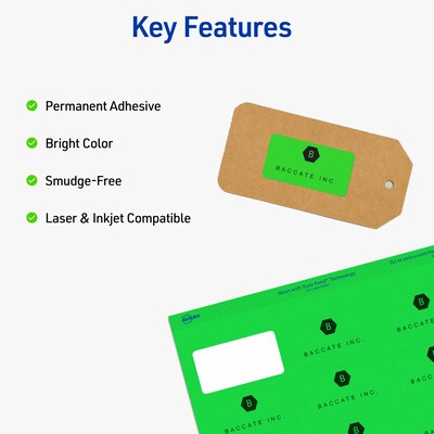 Avery Sure Feed Laser Address Labels, 1 x 2 5/8, Neon Green, 750 Labels/Pack (5971)