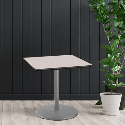 NPS CT Series 36" Square 36" Height Cafe Table, Round Base, Grey Frame/Mahogany Top (CTG33636RCPBTMMY)