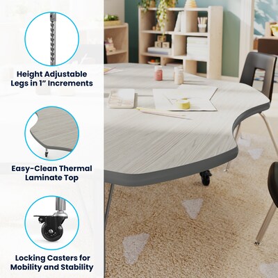 Flash Furniture Wren 60" Flower Activity Table, Height Adjustable, Light Gray Top/Silver Frame (XUA60FLRLGTPC)