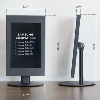 Mount-It! Anti-Theft Tablet Countertop Stand for Samsung Adjustable Desktop Stand, Black (MI-3885B)