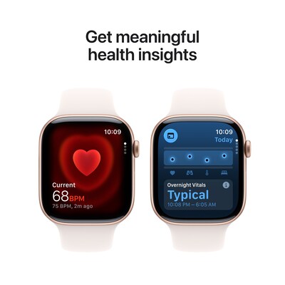 Apple Watch Series 11 GPS + Cellular Smartwatch, 46mm, Rose Gold Aluminum Case, Light Blush Sport Band, Small/Medium (MFCG4LW/A)