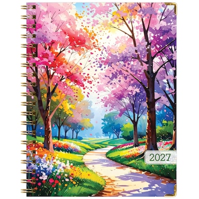 2027 Excello Brands 9" x 11" Weekly & Monthly Standard Planner, Paperboard Cover, Watercolor Tree (FSHN-CY27-8511-43)
