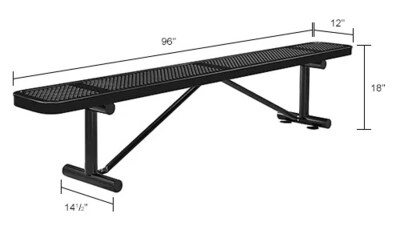 Global Industrial 8' Outdoor Steel Flat Bench, Perforated Metal, Black (262076BK)