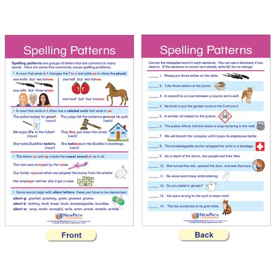 NewPath Learning Spelling Rules Bulletin Board Chart Set, 12 x 18, 7/Set (NP-923501)