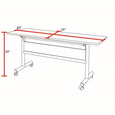 Regency Kobe Flip Top 84"W x 24"D Rectangular Training Room Table, Laminate, With Wheels, Noble Oak (MKFTM8424NO)