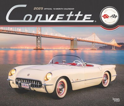 2025 BrownTrout Corvette 14" x 24" Monthly Deluxe Wall Calendar, (9781975479411)