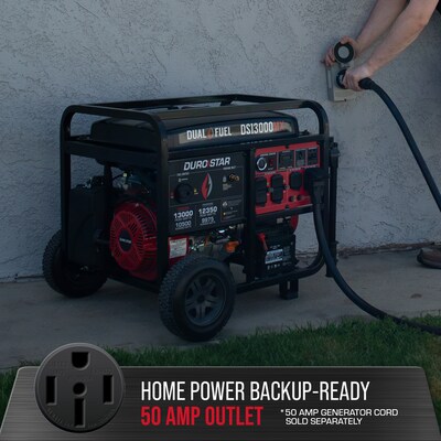 DuroStar DS13000MX Portable Inverter Generator, Electric/Recoil Start, Dual Fuel, 13000 Watts (B3190981)