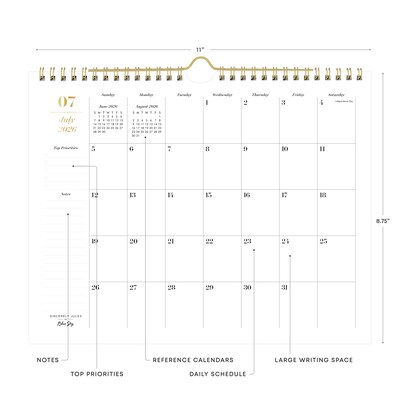 2026-2027 Blue Sky Wirebound Elevated 8.75 x 11 Academic Monthly Wall Calendar, Assorted Colors (159114)