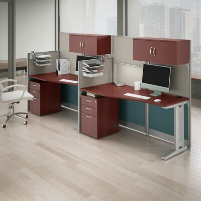 Bush Business Furniture Office in an Hour 63"H x 65"W Cubicle Workstation, Hansen Cherry (WC36492-03STGK)