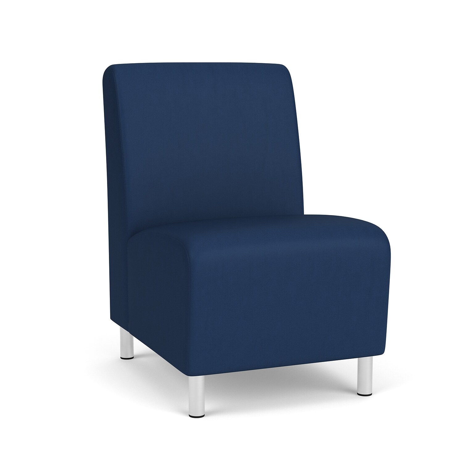 Lesro Ravenna Vinyl Guest Chair, Armless, Patriot Plus Imperial Blue/Brushed Steel (RV1102.FBS-01PPIB)